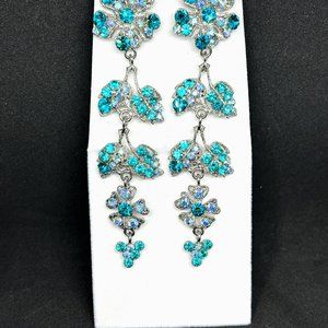 CRYSTAL CHANDELIER BLUE EMERALD EARRING